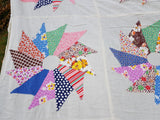 ANTIQUE Bed Quilt Top,Patchwork Quilt,Wall Hanging,Lovely Pattern,Special Gift For Quilter,Antique Quilts