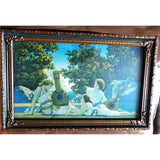 GORGEOUS Antique Maxfield Parrish Art Deco Vintage Framed Print, The Lute Players Lithograph 1924 House of Art NY, Beautiful Original Frame