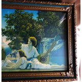 GORGEOUS Antique Maxfield Parrish Art Deco Vintage Framed Print, The Lute Players Lithograph 1924 House of Art NY, Beautiful Original Frame
