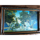 GORGEOUS Antique Maxfield Parrish Art Deco Vintage Framed Print, The Lute Players Lithograph 1924 House of Art NY, Beautiful Original Frame