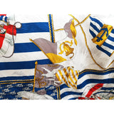Vintage Silk Scarf, Nautical Theme Scarf,Lovely Vivid Colors, Blue, White,Red and Gold, 33 by 34 inches,Vintage Scarves, Gift Worthy