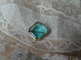UNIQUE Antique Faceted Blue Glass Brooch, Beautiful Glass Brooch, Collectible Vintage Jewelry