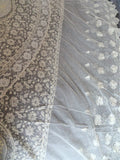 GORGEOUS French Normandy Lace Coverlet Bedspread,Circa 1920s Lace Panel,Beautiful Embroidery work, Tambour Work, Netted Lace, Mixed Laces, Collectible Antique Lace