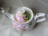 BEAUTIFUL Vintage Teapot, English Bone China 5 Cup Teapot, Royal Albert BLOSSOM TIME, Romantic Pinks, Collectible Vintage Teapots