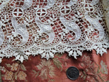 RESERVED GORGEOUS Antique FRENCH Fine Lace Trim Flounce,Intricate Pattern For Bridal Dress,Dolls,Flapper Dress,Heirloom Sewing Antique Textiles