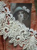 RESERVED BEAUTIFUL Antique Large Applique, Raised Embroidery Lace Applique or Collar,Victorian,Edwardian,Antique Lace,Wedding Gowns,Collectible Lace