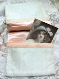 RESERVED Vintage 30s FRENCH Lace HANKY HOLDER Case,Handkerchief Fold,Hankies Keeper,Pink Satin,Boudoir Display For Hanky Collector, Hanky Collectible