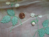 Antique Organdy Fabric,Salesmans Sample,Sweet Berries Embroidered on Organza ,For Heirloom Sewing, Fine Craft Projects,Collectible Vintage Fabrics