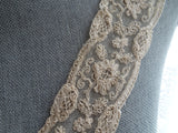 BEAUTIFUL French Netted Lace Collar, Stunning Tambour Lace, V Neck,Heavily worked on Netted Lace,Bridal Lace, Fine Heirloom Sewing, Collectible Vintage Lace