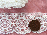 BEAUTIFUL Antique French Lace Cotton Trim Delicate Intricate Spider Web Pattern 65 inches, Dolls,Christening Gowns, Bridal Heirloom Sewing