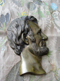 ANTIQUE Bronze Abraham Lincoln Bust Plaque High Relief Decorative Lovely Patina Historical Americana Presidential Collectible Office Decor