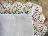 Antique 1920s Heirloom Bobbin Lace EdgedFRENCH Handkerchief Hanky Perfect Bridal Wedding Hankie Special Wedding Bobbin Lace Downton Abbey