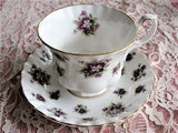 VINTAGE Royal Albert English Bone China SWEET VIOLETS Teacup and Saucer, Fluted and Pedestal Cup and Saucer,So Pretty, Collectible Teacups