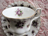 VINTAGE Royal Albert English Bone China SWEET VIOLETS Teacup and Saucer, Fluted and Pedestal Cup and Saucer,So Pretty, Collectible Teacups