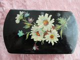 CHARMING French Antique Papier Mache Box, Keepsake Box,Victorian, Hand Painted Daisy Flowers, Small Box, Trinket Jewel Box, Antique Boxes