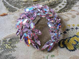 Vintage SHERMAN Signed Glittering PINK Rhinestones Brooch,Prong Set,Brilliant Rhinestones,Dazzling Swarovski Crystal,Collectible Jewelry