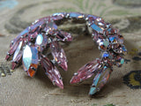 Vintage SHERMAN Signed Glittering PINK Rhinestones Brooch,Prong Set,Brilliant Rhinestones,Dazzling Swarovski Crystal,Collectible Jewelry
