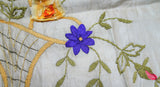 BEAUTIFUL Antique French Ribbon Roses Flowers Souvenir Pillow Case,Gorgeous Handworked Ribbon Flowers,Wide French Lace,WWI Gift From France