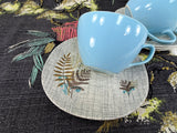 1950s MID CENTURY J&G Meakin Set of Cups and Saucers,Rock Fern Pattern,Square Sol Design Teacups and Saucers,Collectible Mid Century Modern
