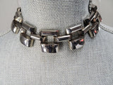 VINTAGE Dramatic Chrome Necklace, Art Deco, Modernist, Machine Age, Industrial Design, Stunning Design,Collectible Jewelry