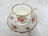 ROMANTIC Vintage Tea Cup and Saucer,Petit Point,Royal Albert,English Bone China,Bridal Showers,Hostess Gift,Tea Parties,Collectible Teacups