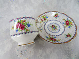 ROMANTIC Vintage Tea Cup and Saucer,Petit Point,Royal Albert,English Bone China,Bridal Showers,Hostess Gift,Tea Parties,Collectible Teacups