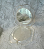 LOVELY Vintage Lucite Powder Compact, Pretty Pink Engraved Lid, Ladies Purse Compacts, Vanity Display,Vintage Collectible Powder Compacts