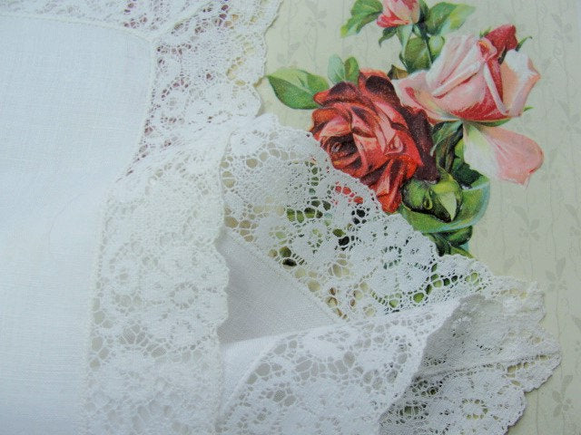1920s FRENCH Heirloom Bobbin Lace Edged Handkerchief Hanky Perfect Hankie For Bride To Be Special Wedding Bobbin Lace Downton Abbey Era