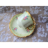 GORGEOUS Antique Rosenthal Hand Painted Teacup and Saucer,Hand Painted Pink Roses and Blue Flowers,Ornate Handle,Collectible Cabinet Teacups