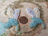 ART DECO French Glass Beaded Appliques,Glass Beaded Flowers, Flapper Era,Floral Millinery Applique,Heirloom Sewing,Collectible Appliques
