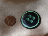 FABULOUS Art Deco Button, Large Carved Button, Black and Green Carved, Collectible Vintage Buttons