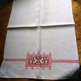 TWO Lovely Italian Linen Guest Towels, Art Deco Era, Beautiful Embroidery Hand Work, 1920s Décor, Luxury Vintage Linens