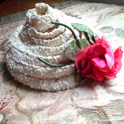 CUTE Vintage 1940s-50s Hat,Swirled Cone Design, Pretty Silk and Fabric Rose, Perfect Display Hat, Fashionista Gift, Collectible Vintage Hats