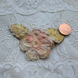 ANTIQUE Unique French Applique,Gorgeous Embroidered Rose,Floral Millinery Applique,Heirloom Sewing,Collectible Appliques