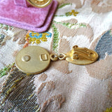 GLAM 1980s Drop Earrings, Brushed Gold Tone Clip On Earrings, Dangle Earrings, Collectible Vintage Jewelry