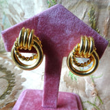 CLASSY Vintage Earrings, Gleaming Gold Tone Metal Pierced Earrings, Collectible Vintage Jewelry
