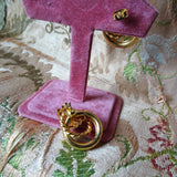 CLASSY Vintage Earrings, Gleaming Gold Tone Metal Pierced Earrings, Collectible Vintage Jewelry