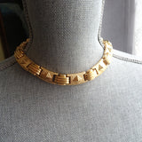 CLASSY 80s Gold Tone Metal Collar Necklace, Interesting Style, Givenchy Like Design, Modernist, Quality Made, Vintage Jewelry