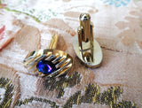VINTAGE MCM Men's Cufflinks, Gold Tone and Purple Crystal Glass Cuff Links, Rivoli Glass Stones, Collectible Vintage Cufflinks