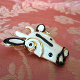 UNIQUE Vintage Brooch, Very Picasso Design, Enamel Cow Pin, Collectible Vintage Jewelry