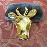 UNIQUE Vintage Brooch, Very Picasso Design, Enamel Cow Pin, Collectible Vintage Jewelry