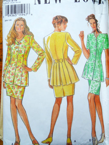 FABULOUS 1990s Suit Pattern NEW LOOK 6256 Day or Evening Style, Bust 31-40, Vintage Sewing Pattern UNCUT