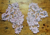 BEAUTIFUL Vintage 1930s Pink Beaded French Lace Appliques or Collar, Lovely Design, Heirloom Sewing, Collectible Vintage Lace