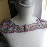 RESERVED FABULOUS Art Deco French Lace Collar, Black Netted Lace With Gorgeous Embroidery Work