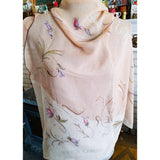 LOVELY Vintage Silk Chiffon Scarf, MCM Quality Scarf,Lovely2 Tone Colors,Floral Print Scarf,Head Scarf,Neck Scarf, Gift For Her