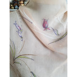 LOVELY Vintage Silk Chiffon Scarf, MCM Quality Scarf,Lovely2 Tone Colors,Floral Print Scarf,Head Scarf,Neck Scarf, Gift For Her