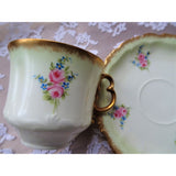 GORGEOUS Antique Rosenthal Hand Painted Teacup and Saucer,Hand Painted Pink Roses and Blue Flowers,Ornate Handle,Collectible Cabinet Teacups