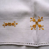 TWO Lovely Italian Linen Guest Towels, Art Deco Era, Beautiful Embroidery Hand Work, 1920s Décor, Luxury Vintage Linens