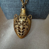 ROMANTIC Vintage Filigree Bottle Pendant Necklace, Unique and Pretty,Collectible Vintage Jewelry