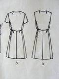 60s STYLISH Patou Dress Pattern VOGUE PARIS Original 1444 Shaped Blouson Top a Line Skirt, Front Inverted Pleat Vintage Couture Sewing Pattern Bust 31